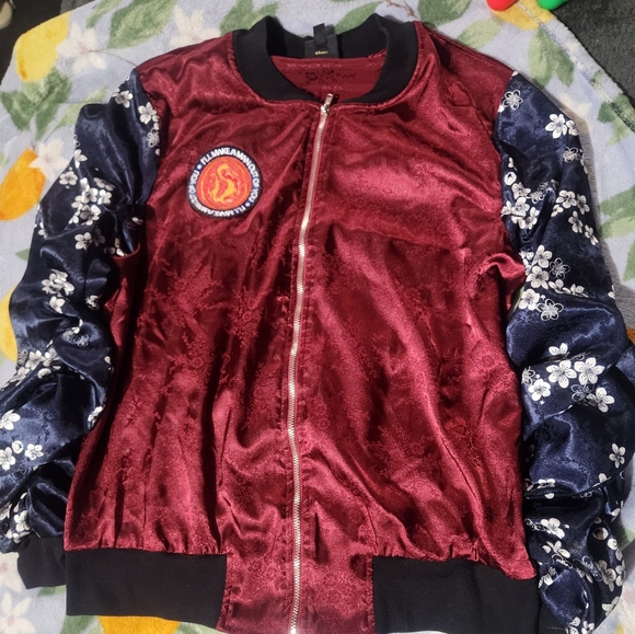 Disney Princess Mulan Bomber Jacket Embroidered Details, Patch, Floral Ruffle - Picture 1 of 10